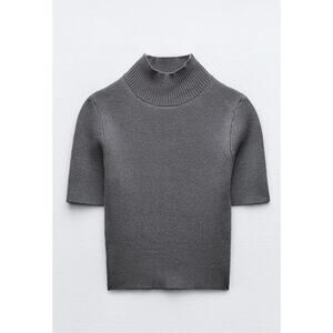 Zara Ribbed Knit Crop Top Sz M Brand New